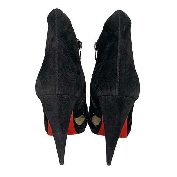 Christian Louboutin Belfeconica Suede 120mm Heeled Bootie Black EU 39 US 9 - Picture 7 of 11